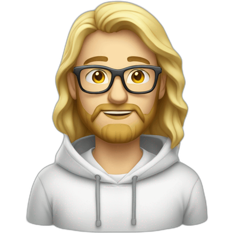 developer- beard-blond-with glasses-using-white-hoodie-at-computer-iridescent-light emoji