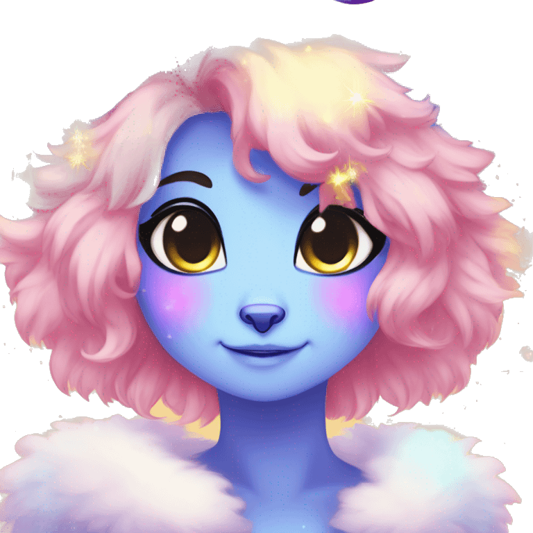 Shiny Sparkly Colorful Fluffy beautiful Hair Kawaii Ethereal Anthro Sona Nebula-Crystal-Fakemon emoji