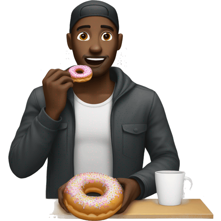 Black guy eating a donat emoji