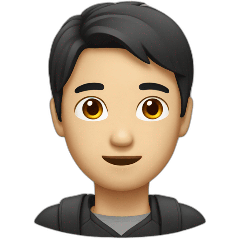 Asian Man black hair coding emoji