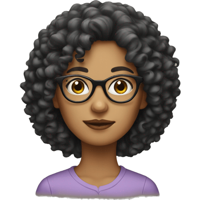 curly hair woman with black glasses emoji