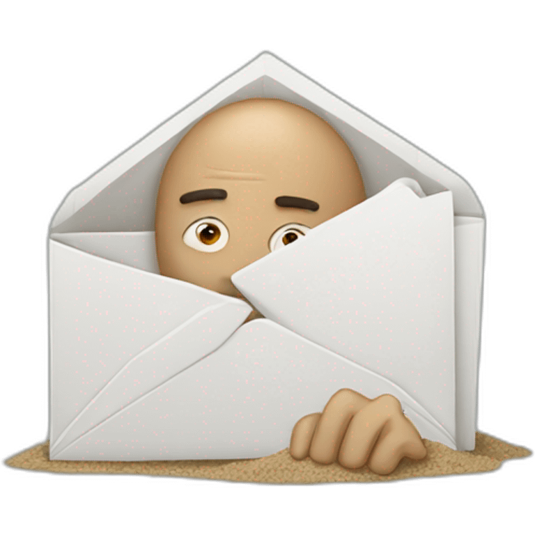 Man buried in emails emoji