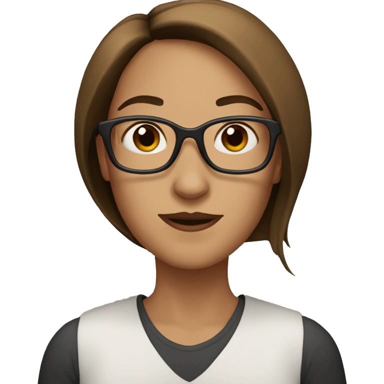 A woman with Brown straight hair and glasses emoji