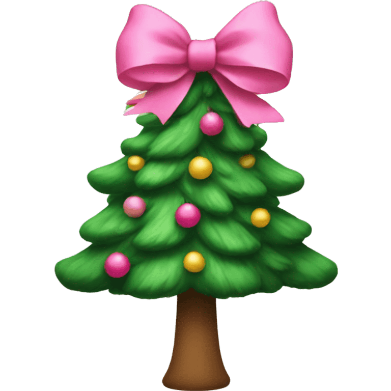 Christmas tree with a pink bow on top  emoji