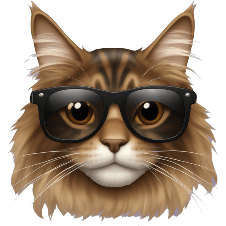 Brown and black Maine Coon with sunglasses  emoji