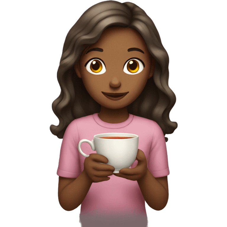 Girl holding a tea emoji