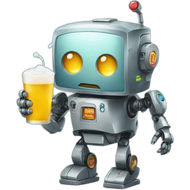 Robot holding a cold one emoji