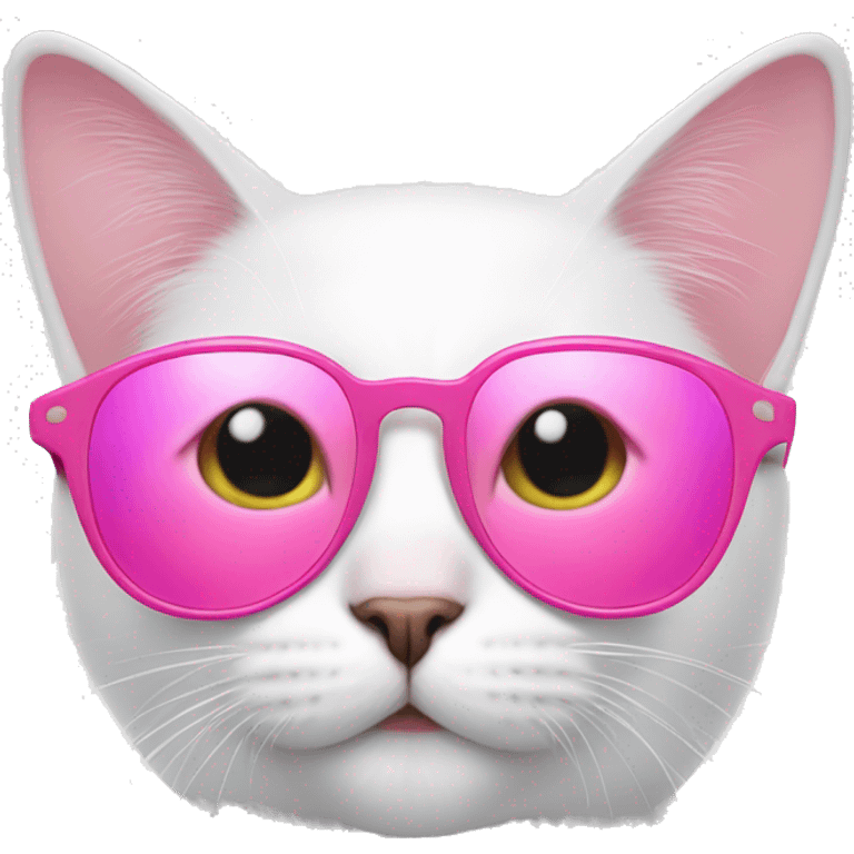 White cat wearing pink star sunglasses  emoji