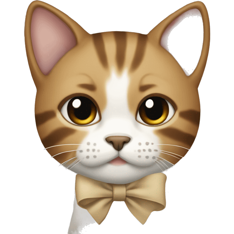 white-brown dexon rex cat with beige bow  emoji