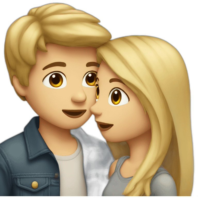 Blonde girl kissing boy with brown hair emoji