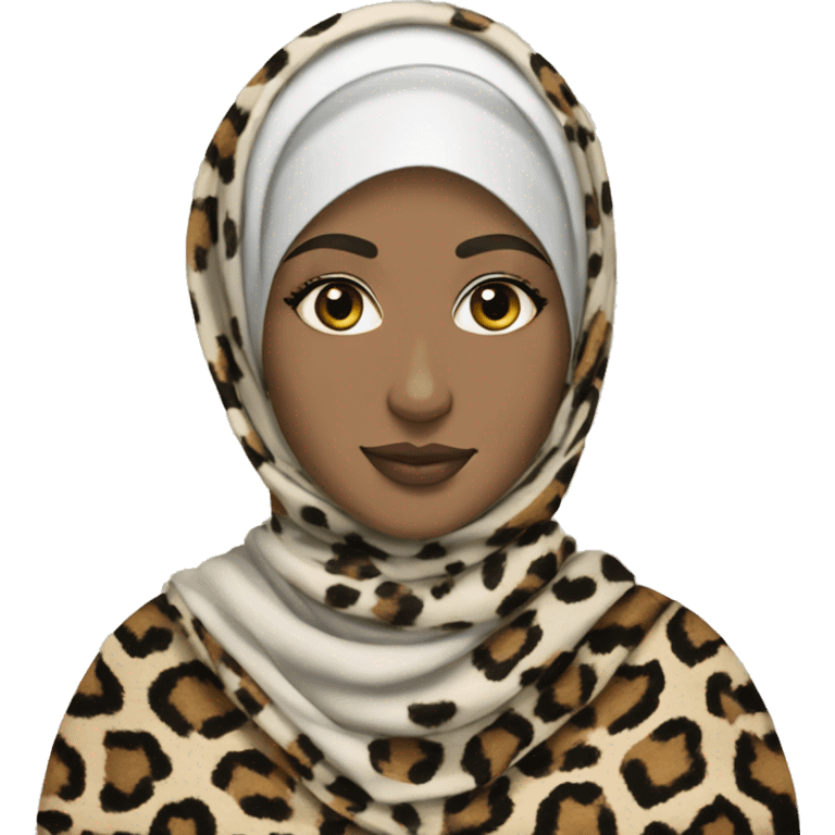 Pretty pale hijabi in leopard print hijab  emoji