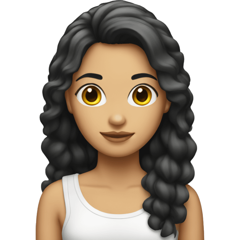 Chica blanca con pelo negro con fleco emoji