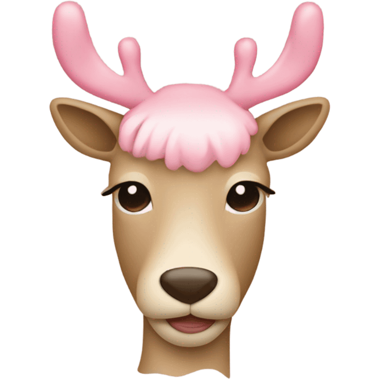 Beige with baby pink Reindeer’s face emoji