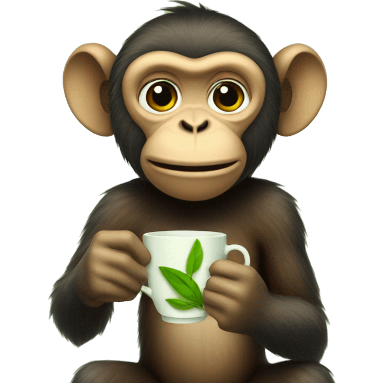 Monkey holding green tea  emoji