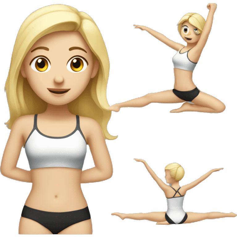 blonde girl doing pilate emoji