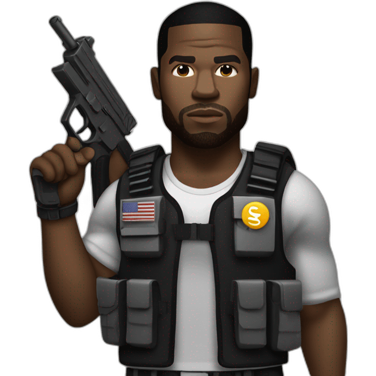 50 cent with bulletproof vest and a gun emoji