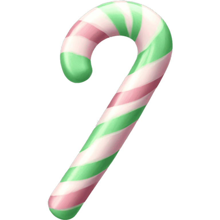 Realistic light pink and mint green candy cane. emoji