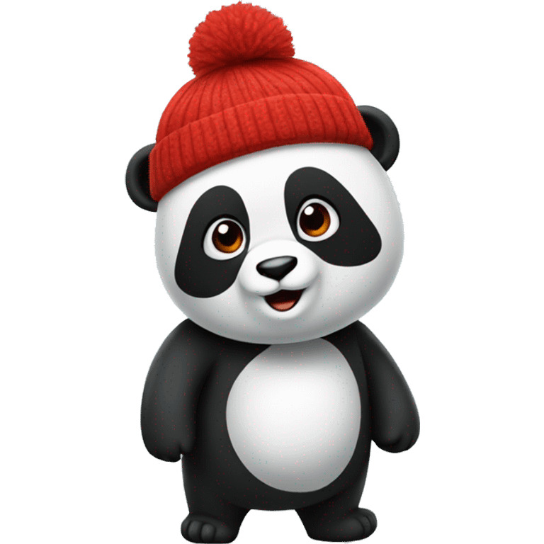 A panda wearing a red beanie  emoji