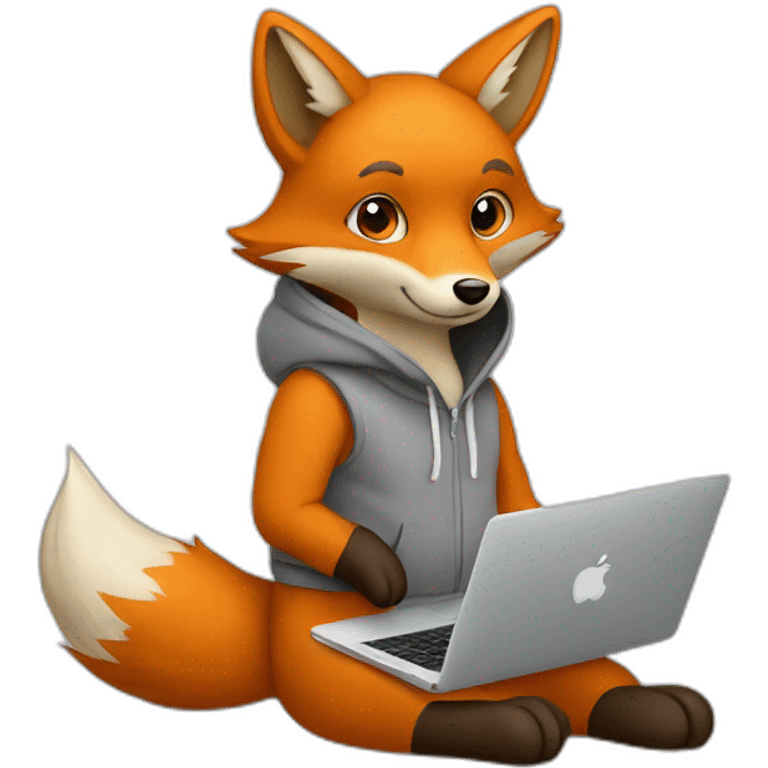 fox with hoodie and a macbook emoji