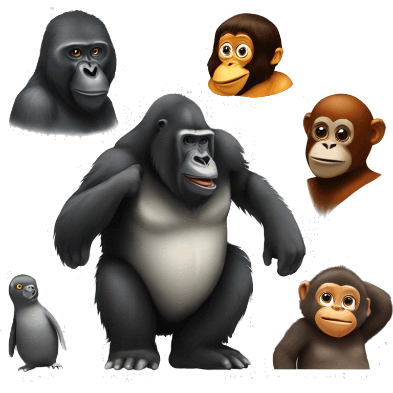 Emperor penguin orangutan and gorilla  emoji