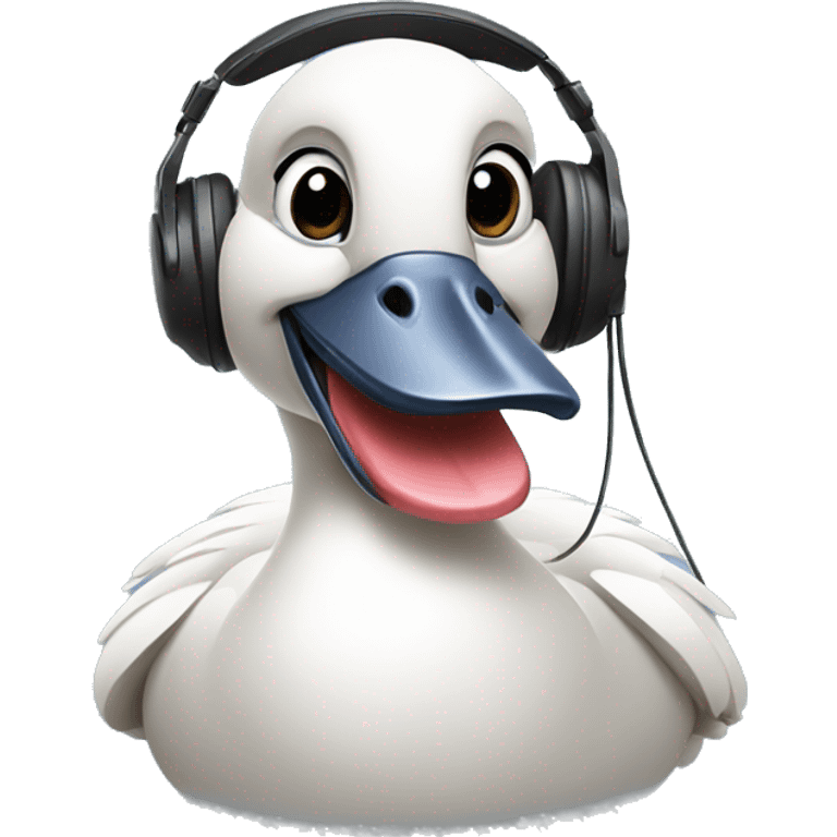 goose playing videogames with headset on emoji