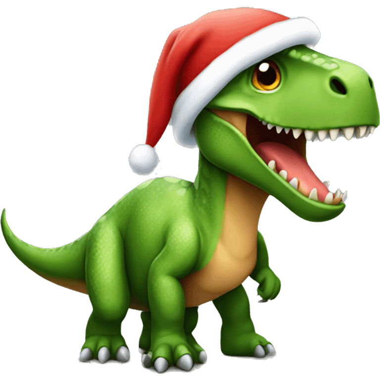 Dinosaur with santa hat emoji