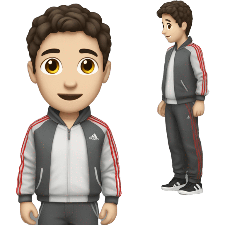 brunette boy with adidas trousers  emoji