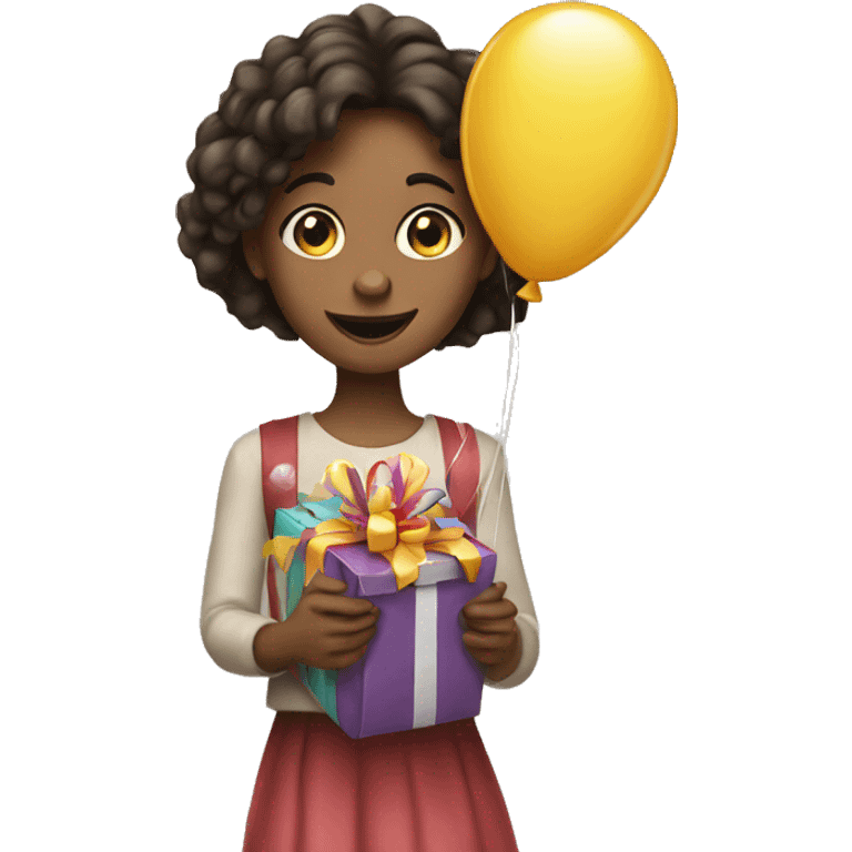 Girl holding birthday balloons with 23 emoji