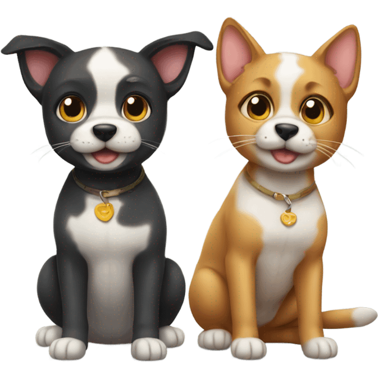 cute dog and cat together fullbody emoji