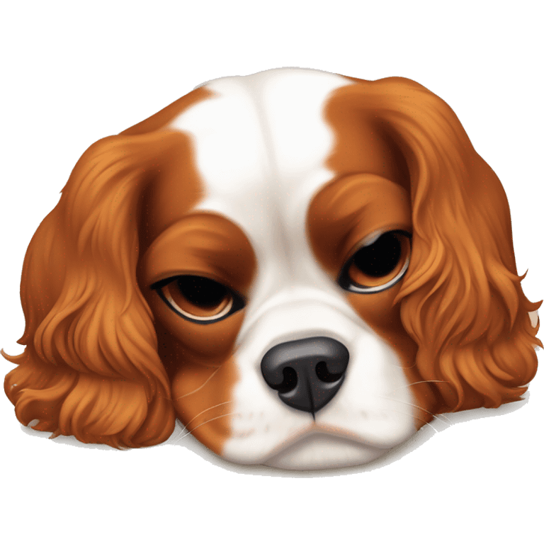 Cavalier King Charles spaniel sleeping on back emoji