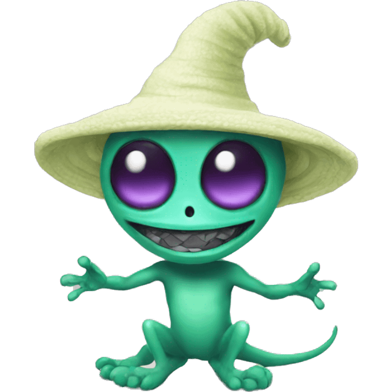 alien happy with hat emoji