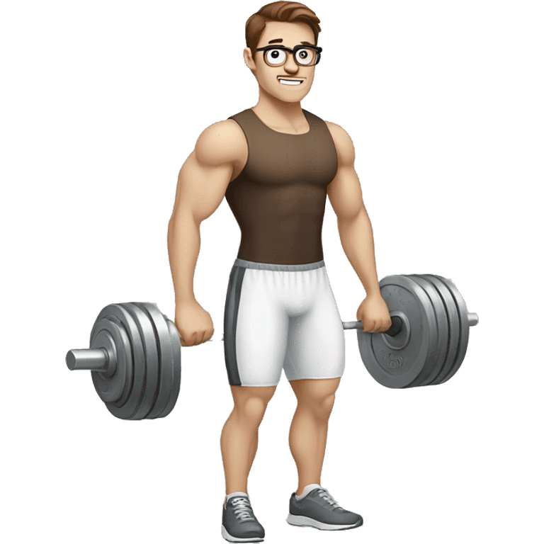 white nerd guy with brown hair doing weight training emoji