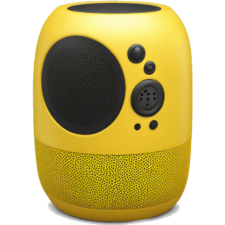 Realistic yellow portable smart speaker isolated. emoji