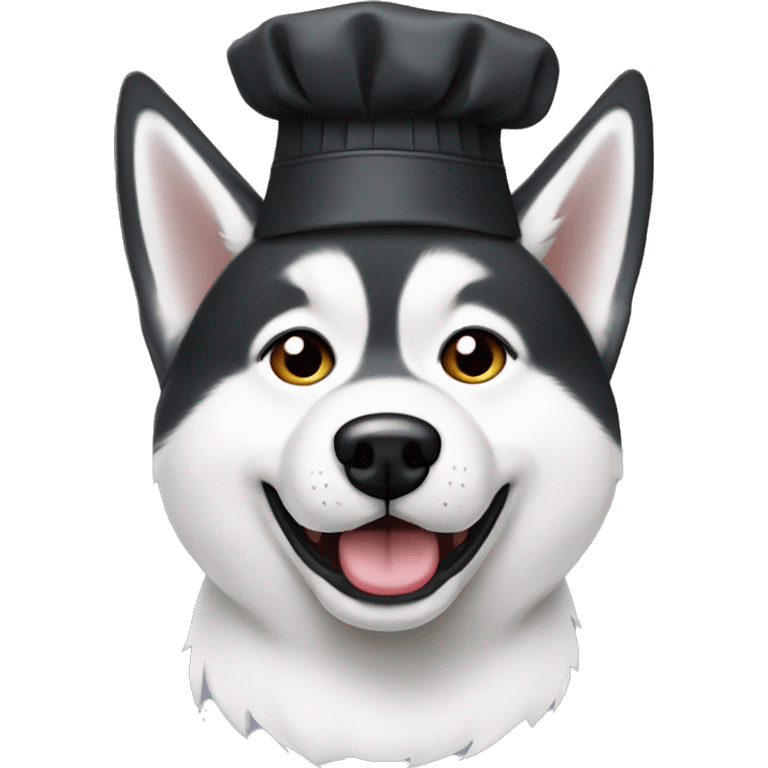 Siberian husky with a chef hat  emoji