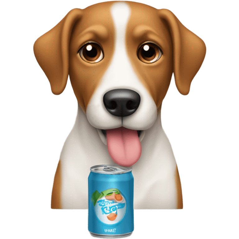 Dog drinking can of juiceand driving emoji