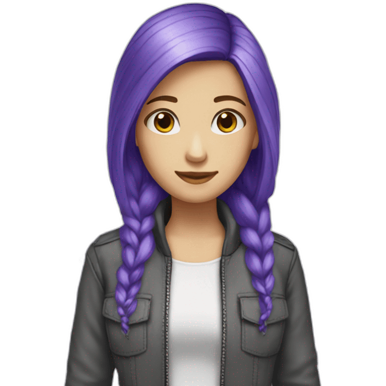 Blue purple hair jacket white girl emoji