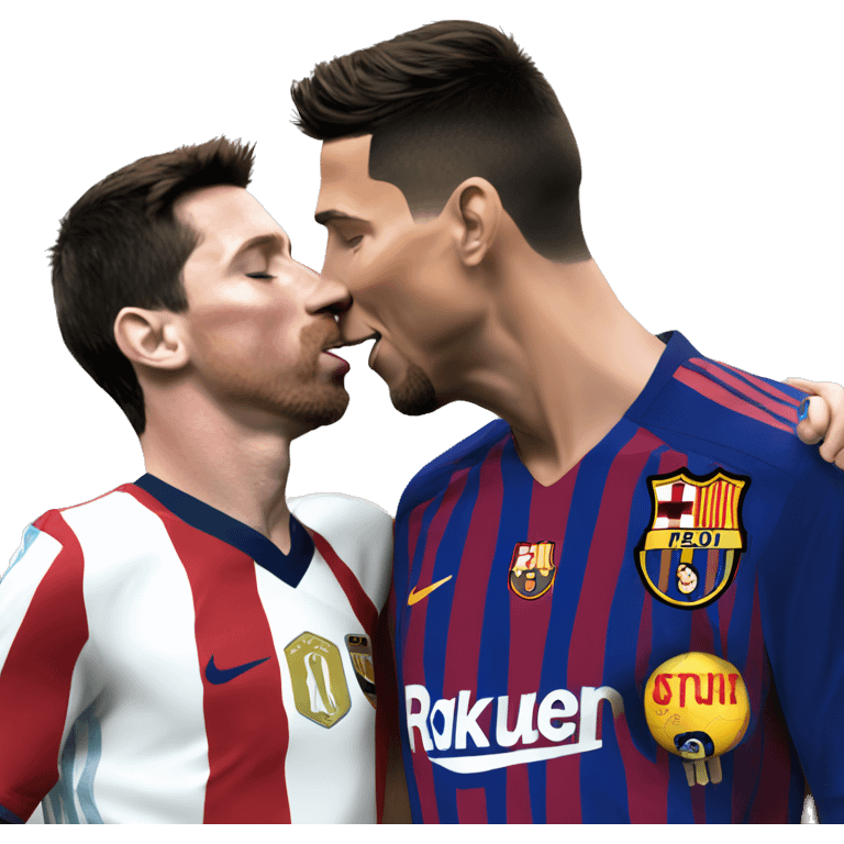 Ronaldo kissing messi emoji