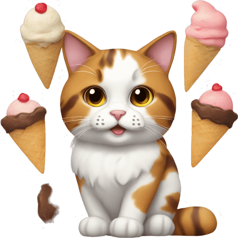 calico cat with icecream  emoji