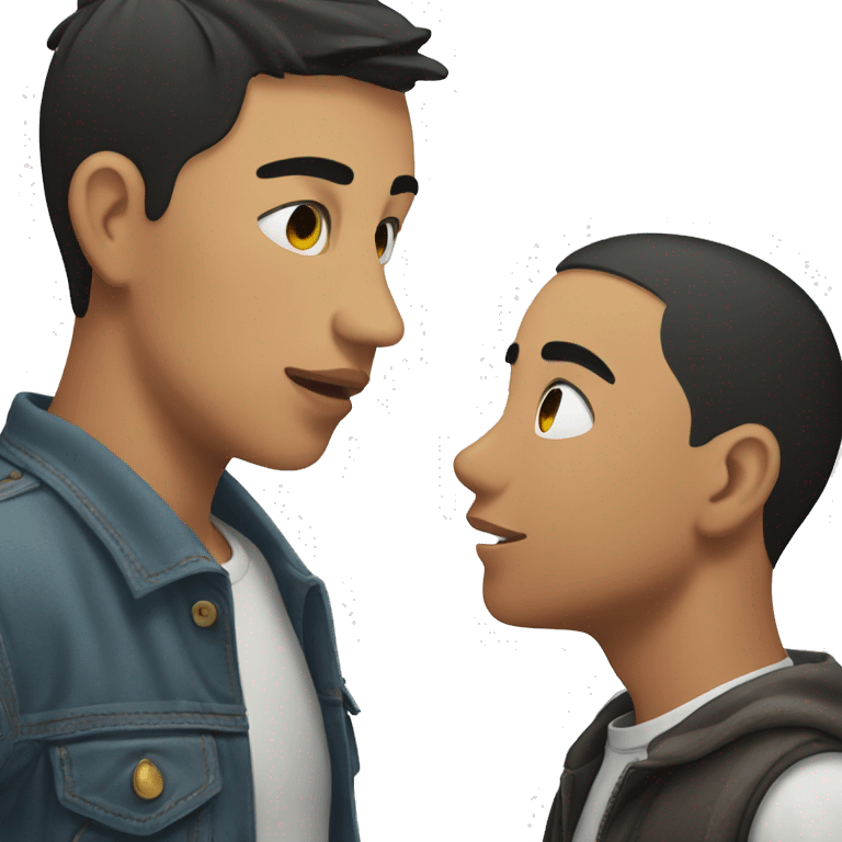 Young mexican man kissing young asian man emoji