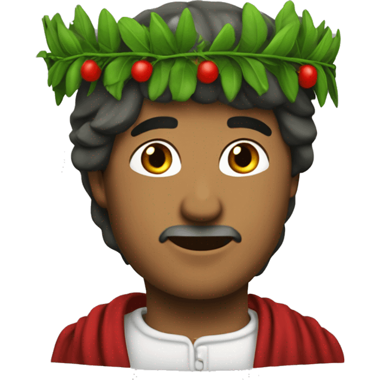 Dante Alighieri with a green laurel wreath on his head emoji