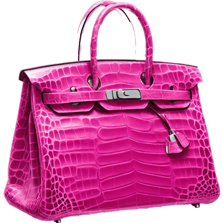 Hot pink crocodile skin Hermes birkin bag emoji