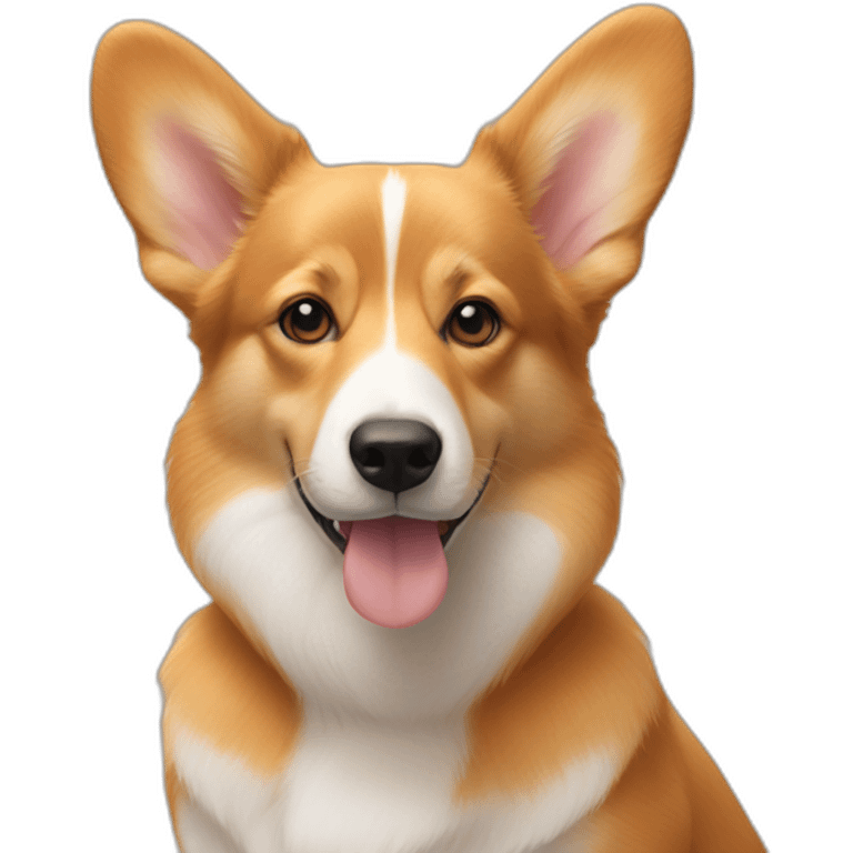 Full Orange furr and corgi East european village dog mix puppy with small leggsand ears down emoji