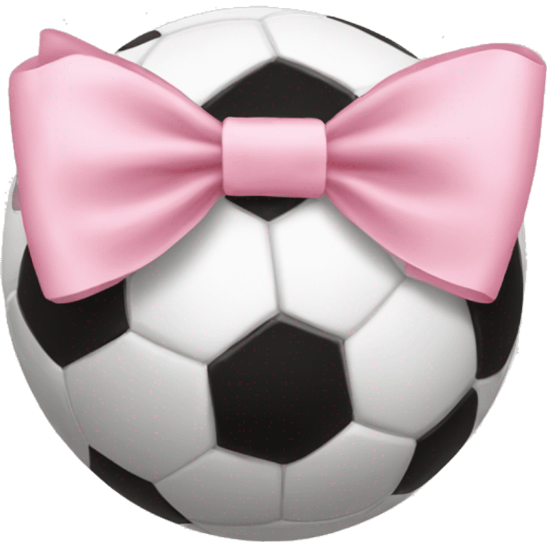 Soccer ball with a light pink bow on it emoji