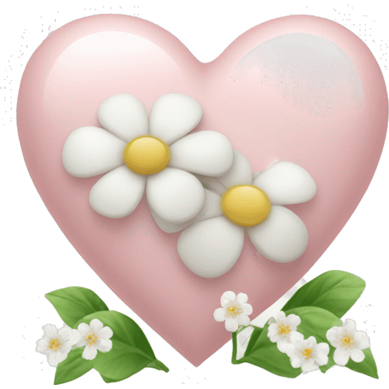 Light pink Heart with white flowers in it emoji