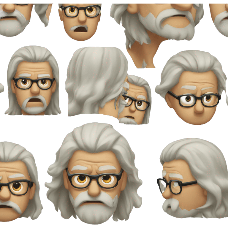 angry old man balding long hair beard round glasses emoji