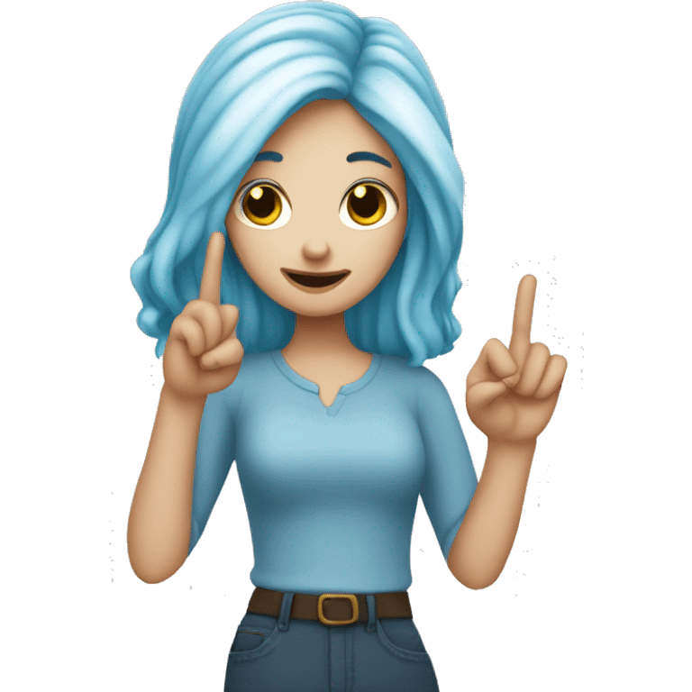 Blue haired white girl who has her finger covered emoji