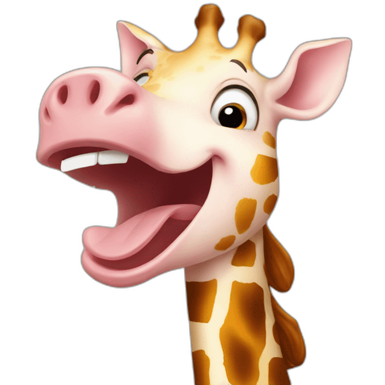 Laughing giraffe pig emoji