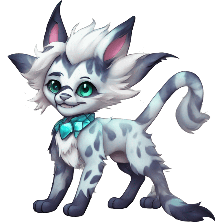 Cool cute Kawaii edgy fantasy shiny animal  fursona Fionbri vernid by griffsnuff & LiLaiRa & Falvie full body emoji