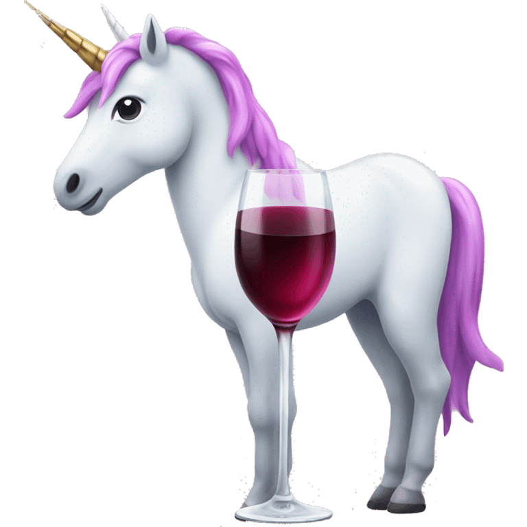 Unicorn with a wine glas emoji