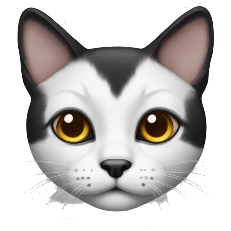 Black and white cat black nose and mouth on the right emoji